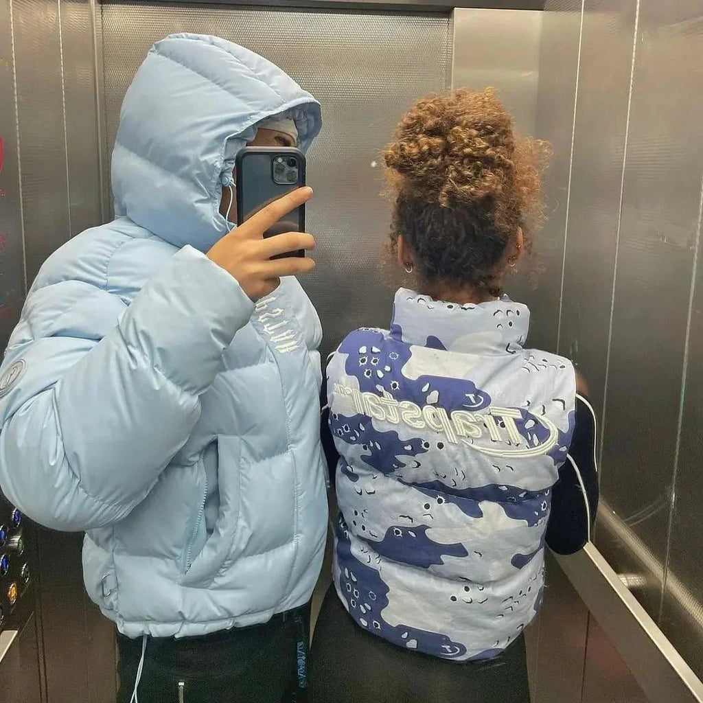 Trapstar Decoded Hooded Puffer 2.0 Jacket - Ice Blue Ironleague