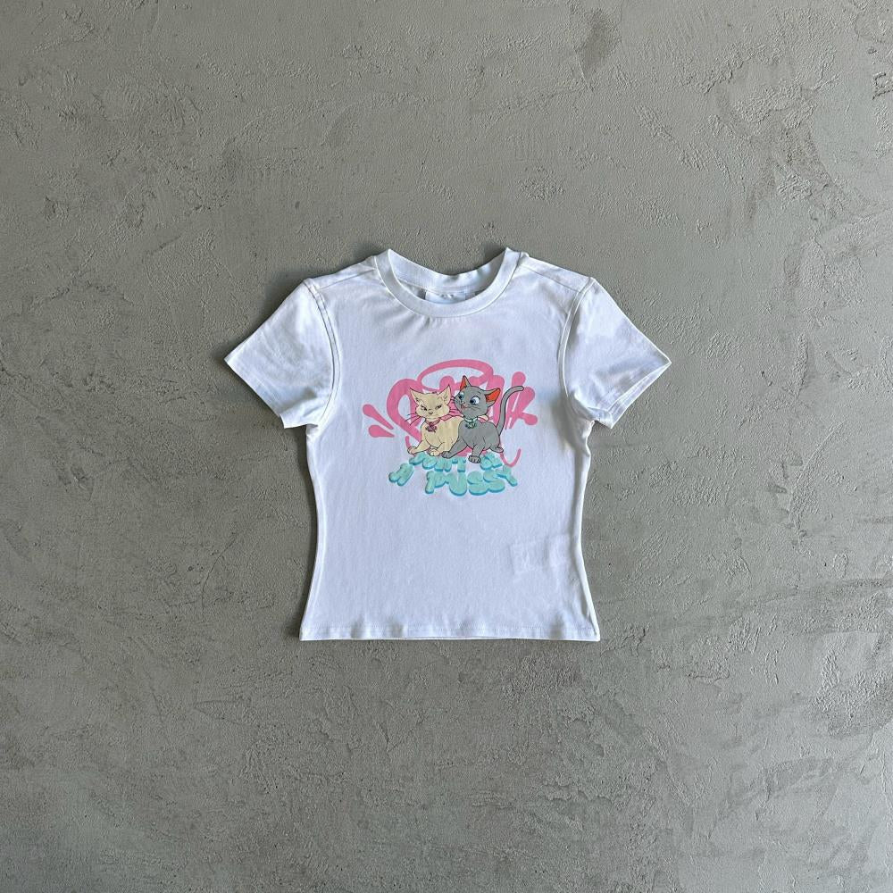 Syna Cat Lady T-Shirt - White/Blue Ironleague