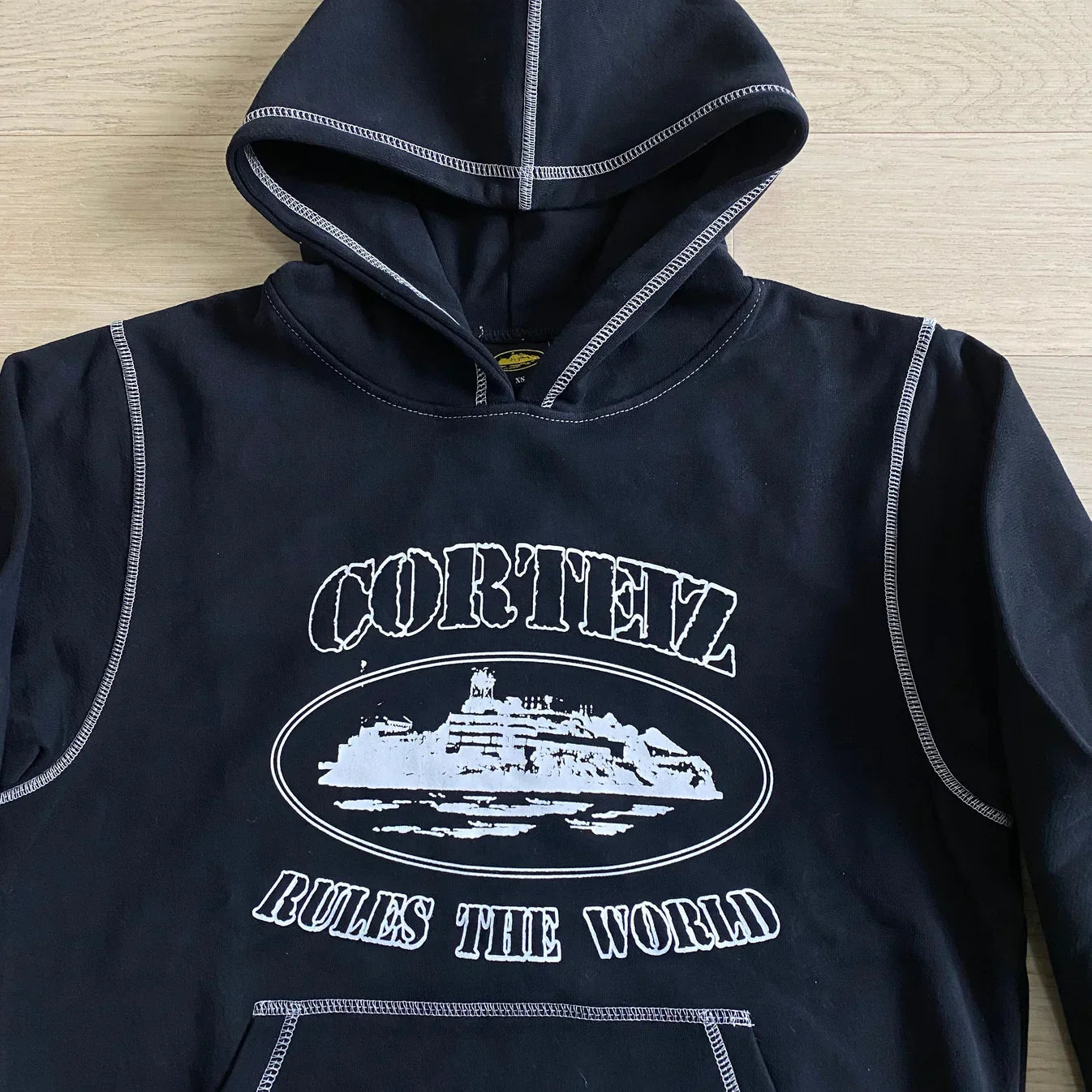 Corteiz Alcatraz Hoodie - Black/White Ironleague