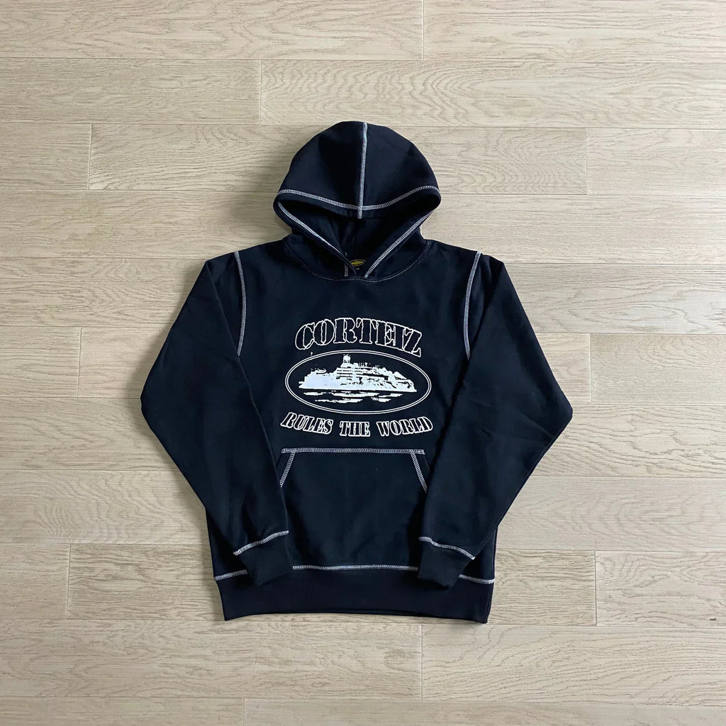 Corteiz Alcatraz Hoodie - Black/White Ironleague