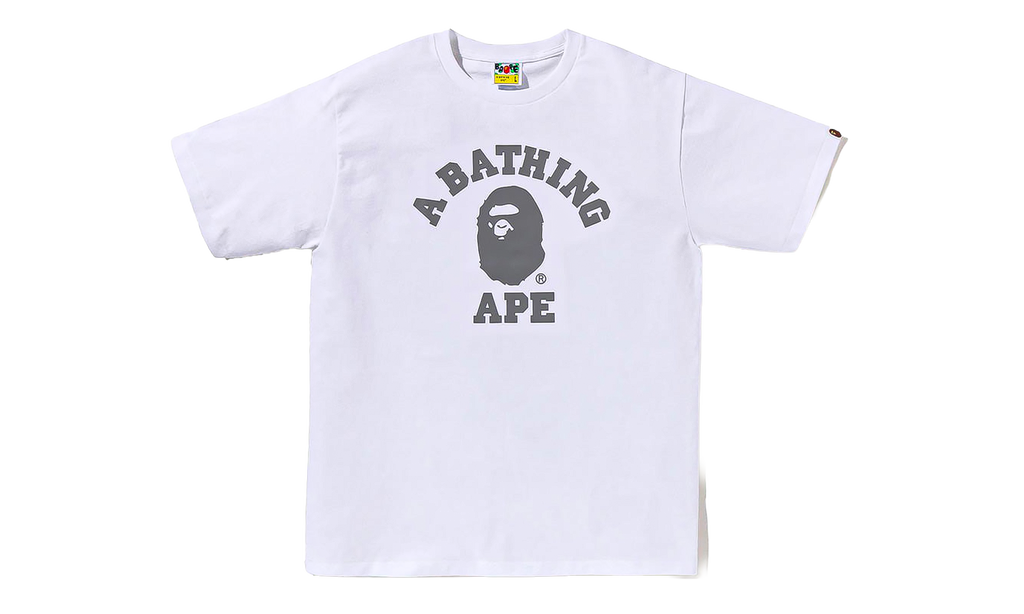 BAPE Reflective On College SS Tee White 0ZXTEM00710XQ WHX