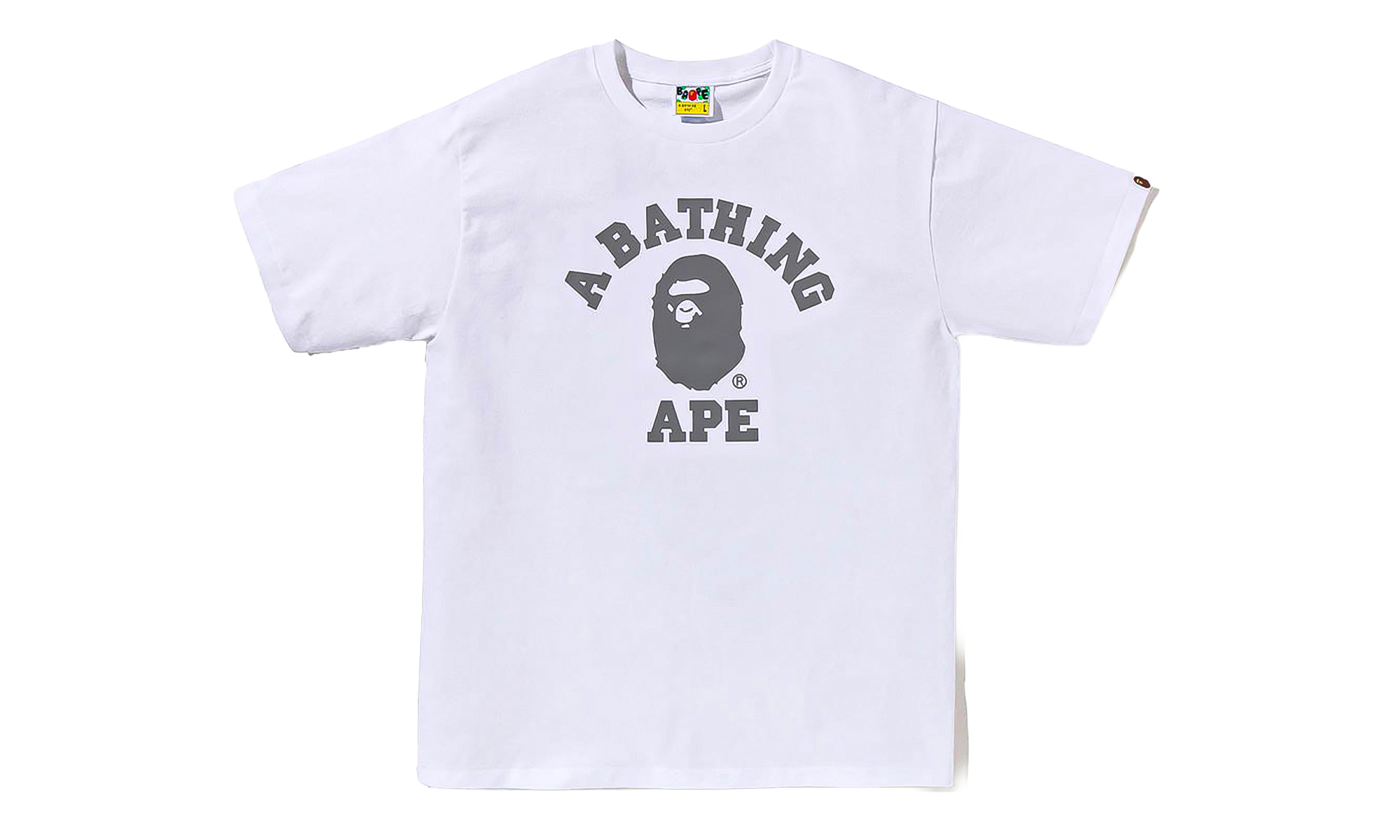 BAPE Reflective On College SS Tee White 0ZXTEM00710XQ WHX