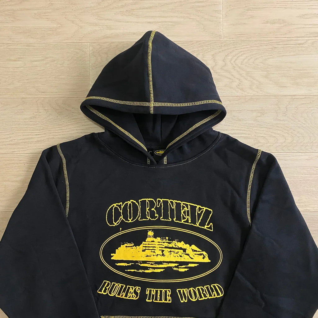 Corteiz Alcatraz Hoodie - Black/Yellow Ironleague