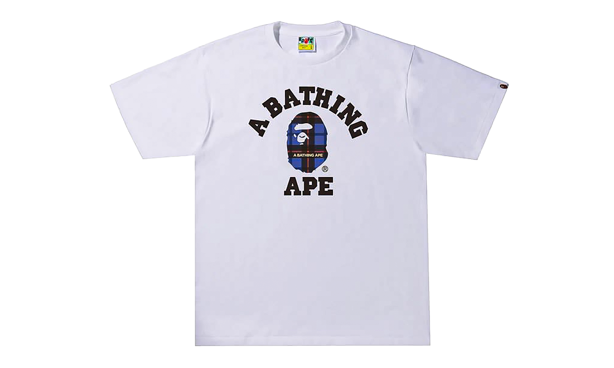 BAPE Check College T-Shirt White / Blue 84TJTEOM