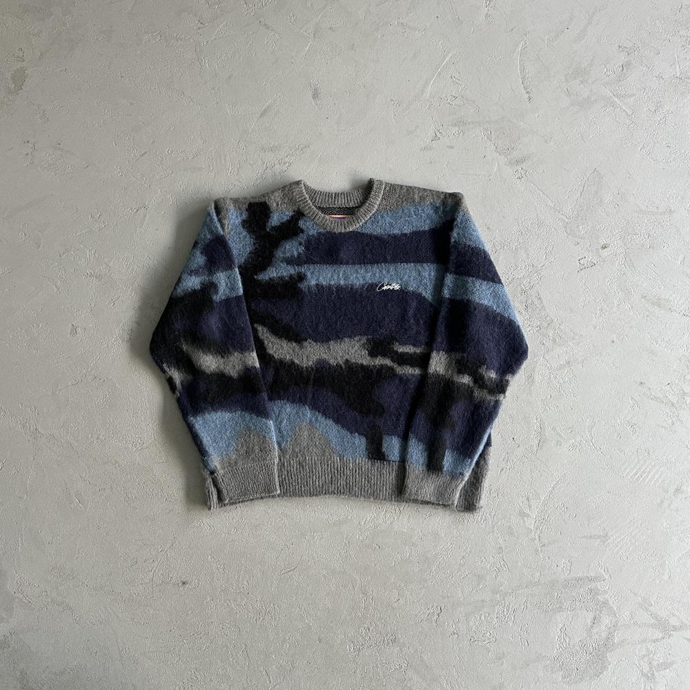 Corteiz More Hair Knit Sweater - Deep Ocean Camo Ironleague