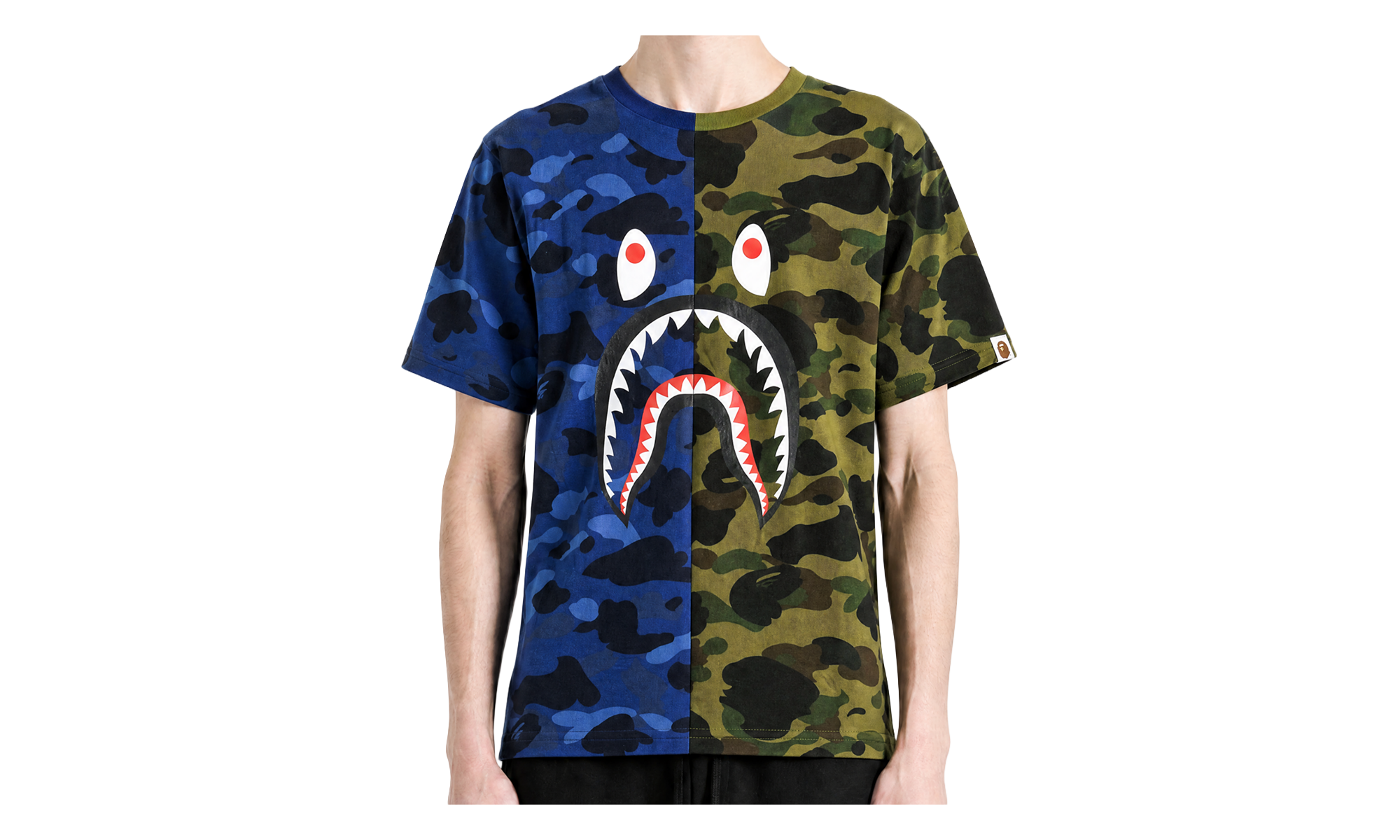 BAPE Split Camo Shark Tee Navy 1M30109009 NVY