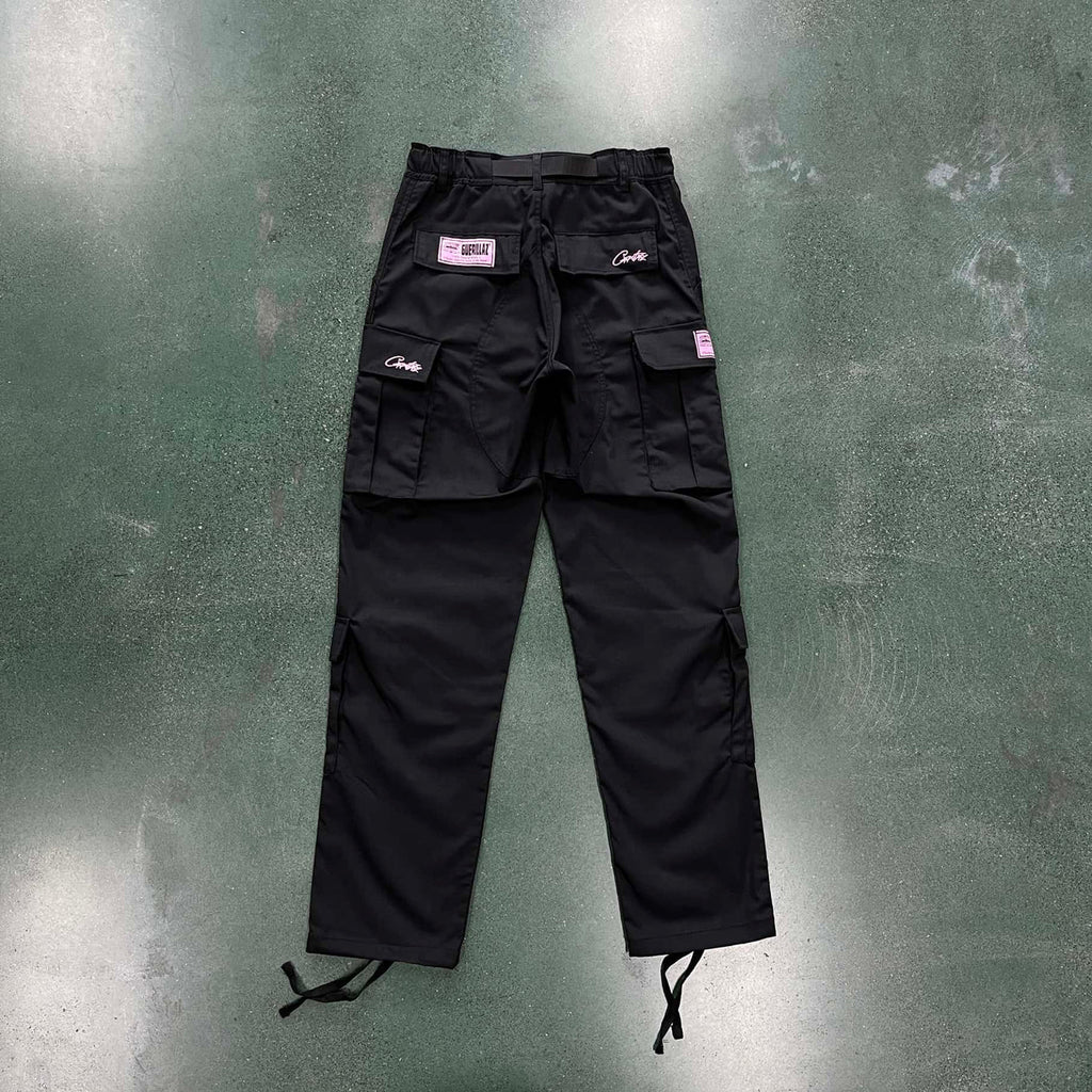 Corteiz Island Cargo Pants - Black/Pink Ironleague