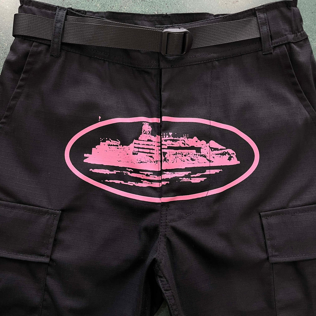 Corteiz Island Cargo Pants - Black/Pink Ironleague