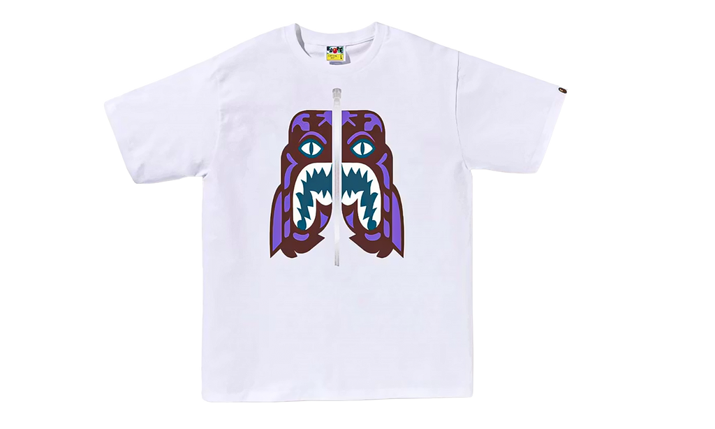 BAPE Colors Tiger T-Shirt White / Purple 1J30 110 057 WH