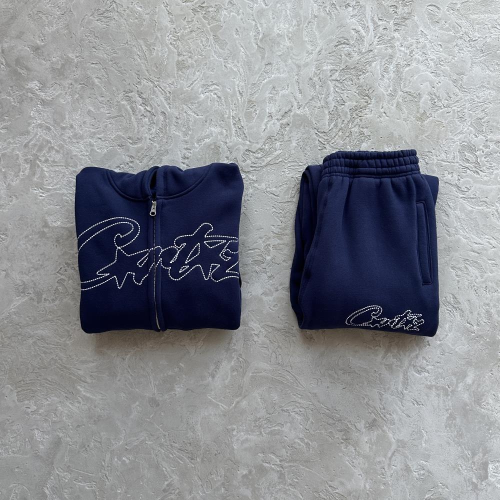Corteiz Thick Stitch Allstarz Zip Set - Navy Blue Ironleague