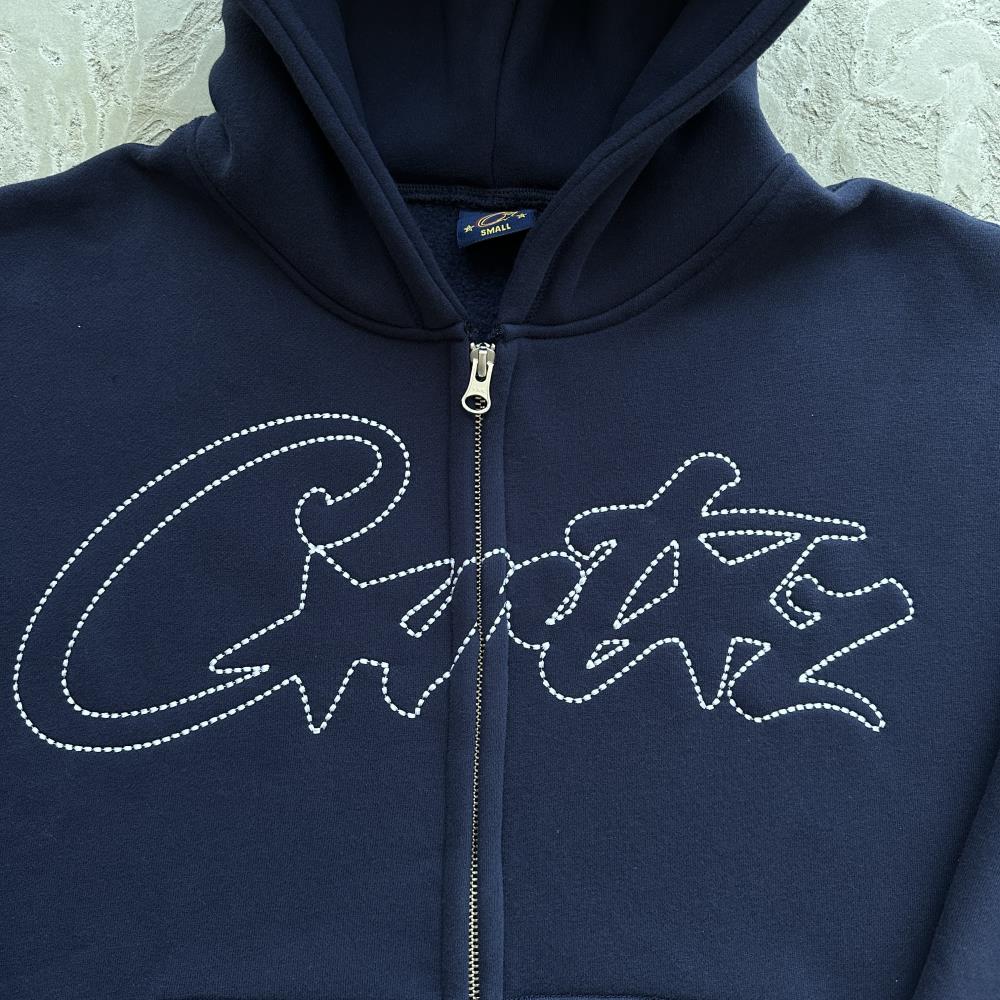 Corteiz Thick Stitch Allstarz Zip Set - Navy Blue Ironleague