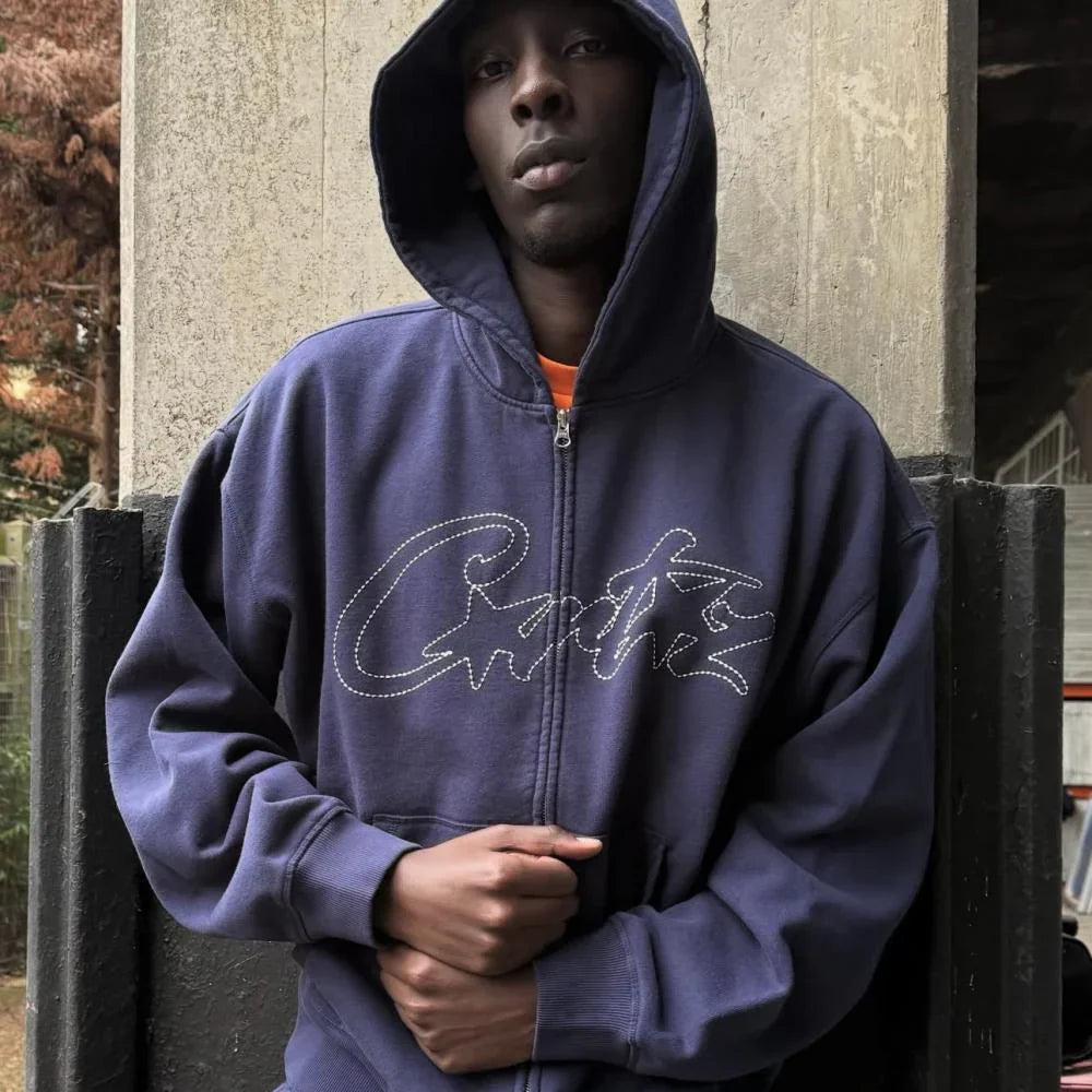 Corteiz Thick Stitch Allstarz Zip Set - Navy Blue Ironleague