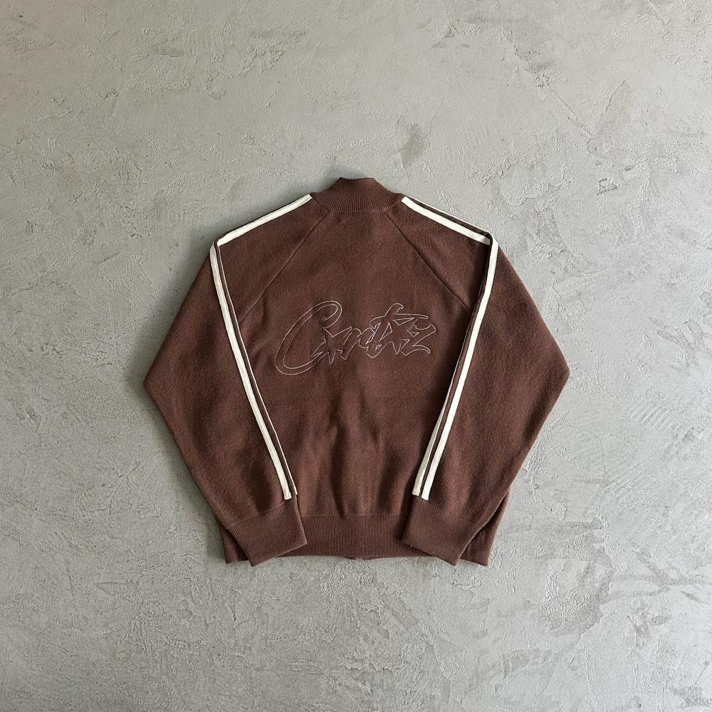 Corteiz Knit Up Zip-Up Fleece - Brown Ironleague