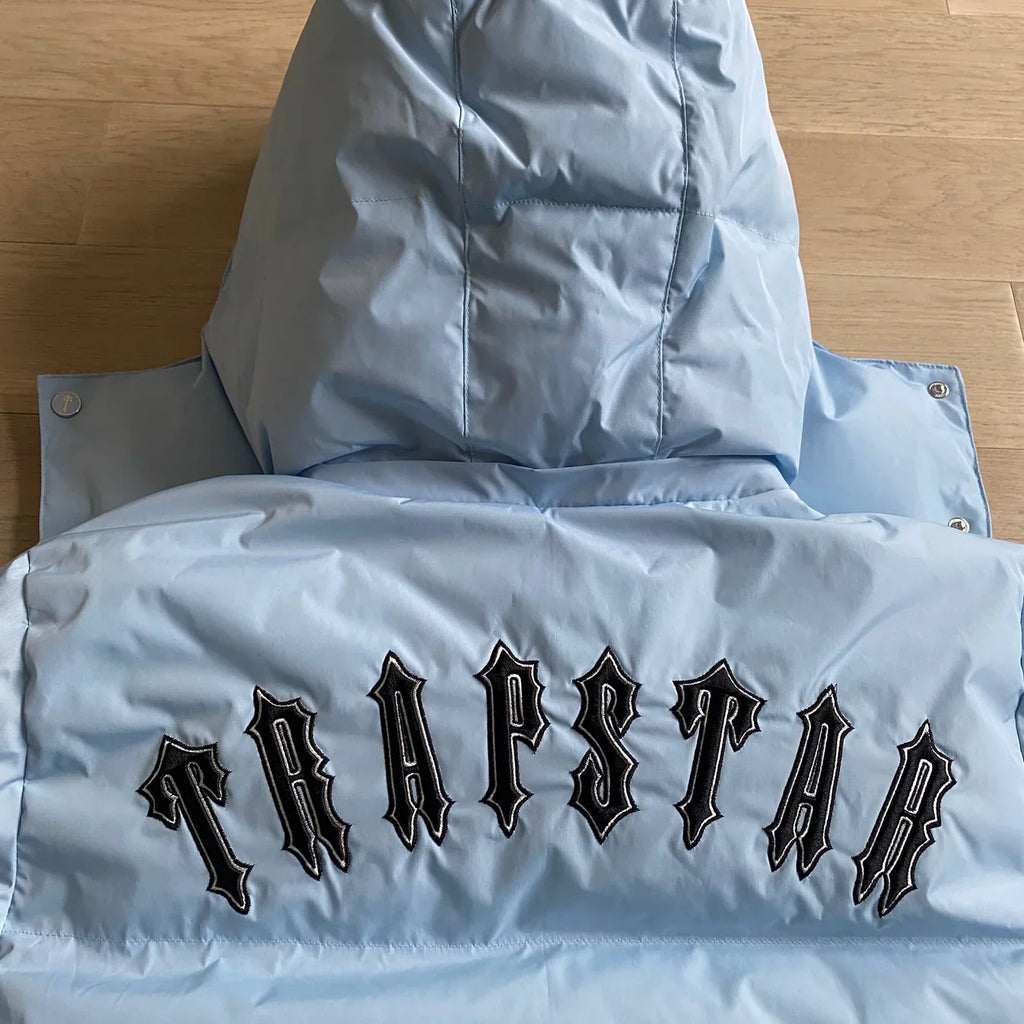 Trapstar Detachable Hooded Puffer Jacket - Ice Blue Ironleague