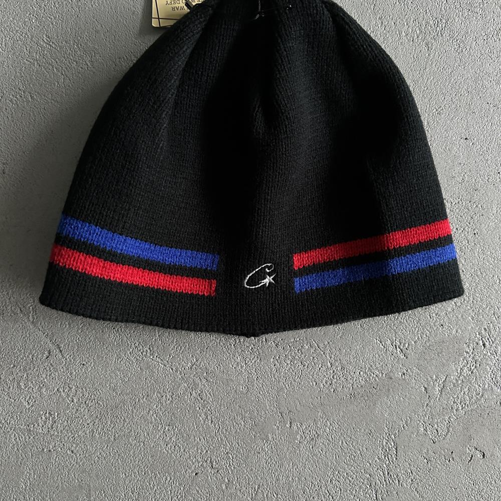 Corteiz Knit Stripe Beanie - Black/Blue/Red Ironleague