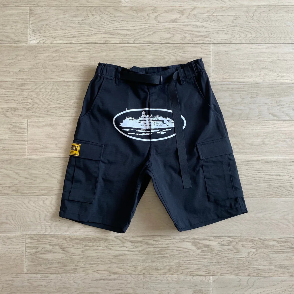 Corteiz New Cargo Shorts - Black Ironleague