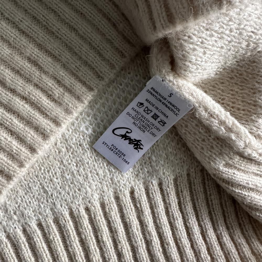 Corteiz More Hair Fuzzy Collar Sweater - Cream Ironleague