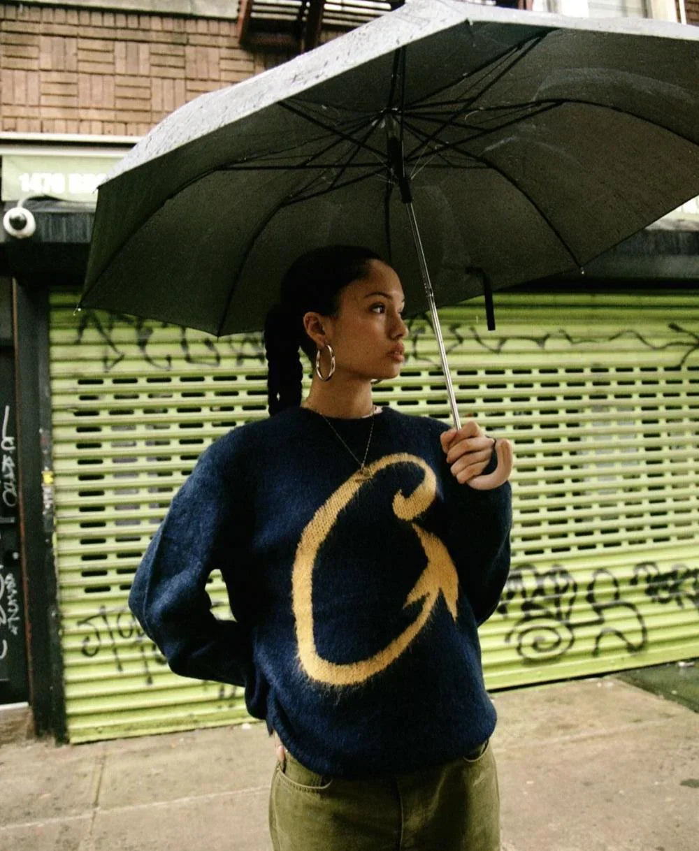 Corteiz C-Star More Hair Knit Sweater - Navy Ironleague