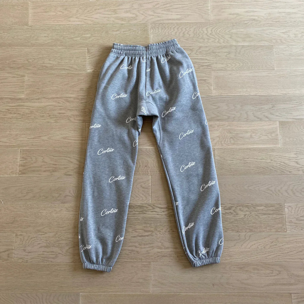Corteiz All Over Print Joggers - Grey/White Ironleague