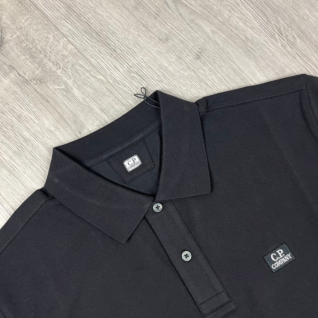 CP Company Piquet Polo Shirt - Black Ironleague