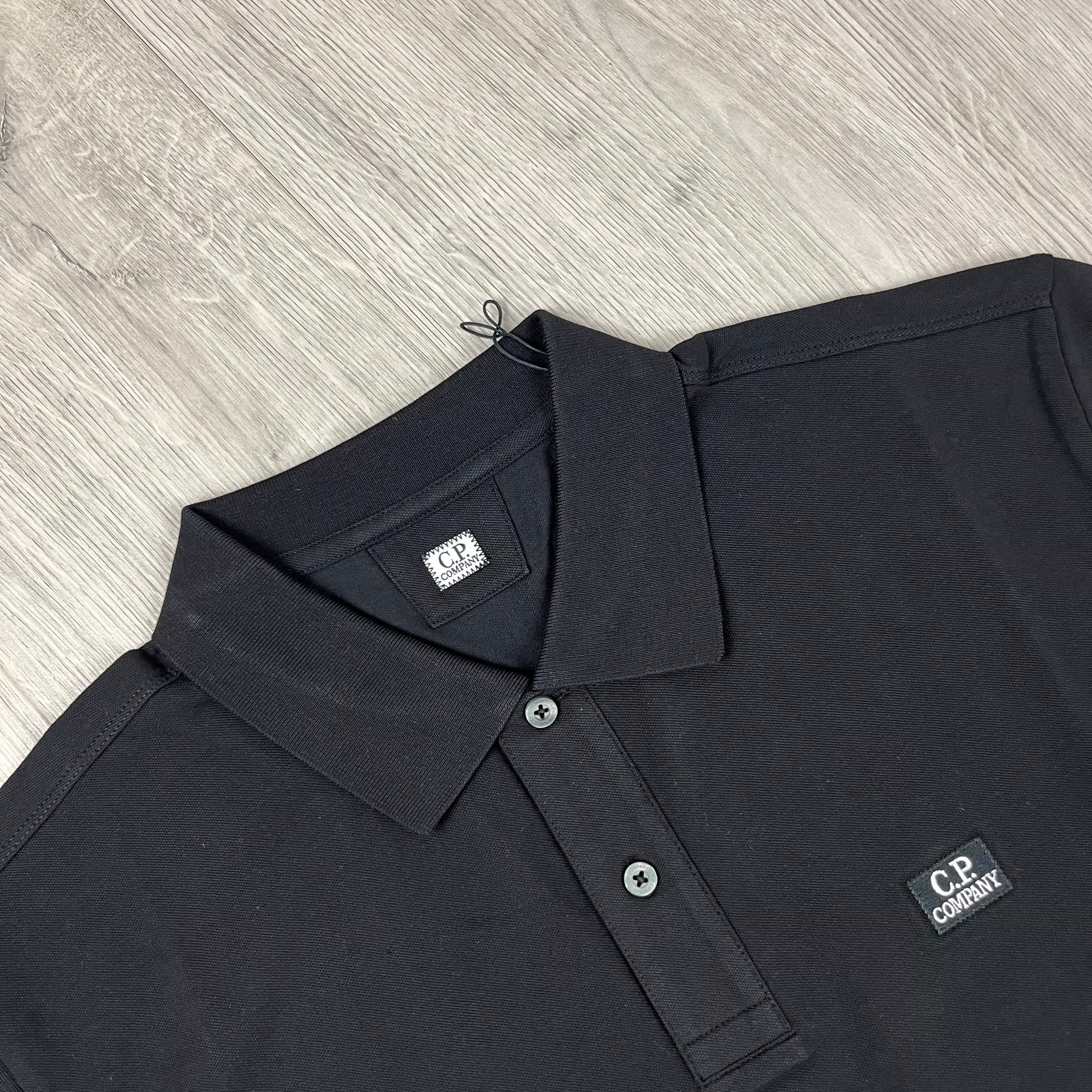 CP Company Piquet Polo Shirt - Black Ironleague
