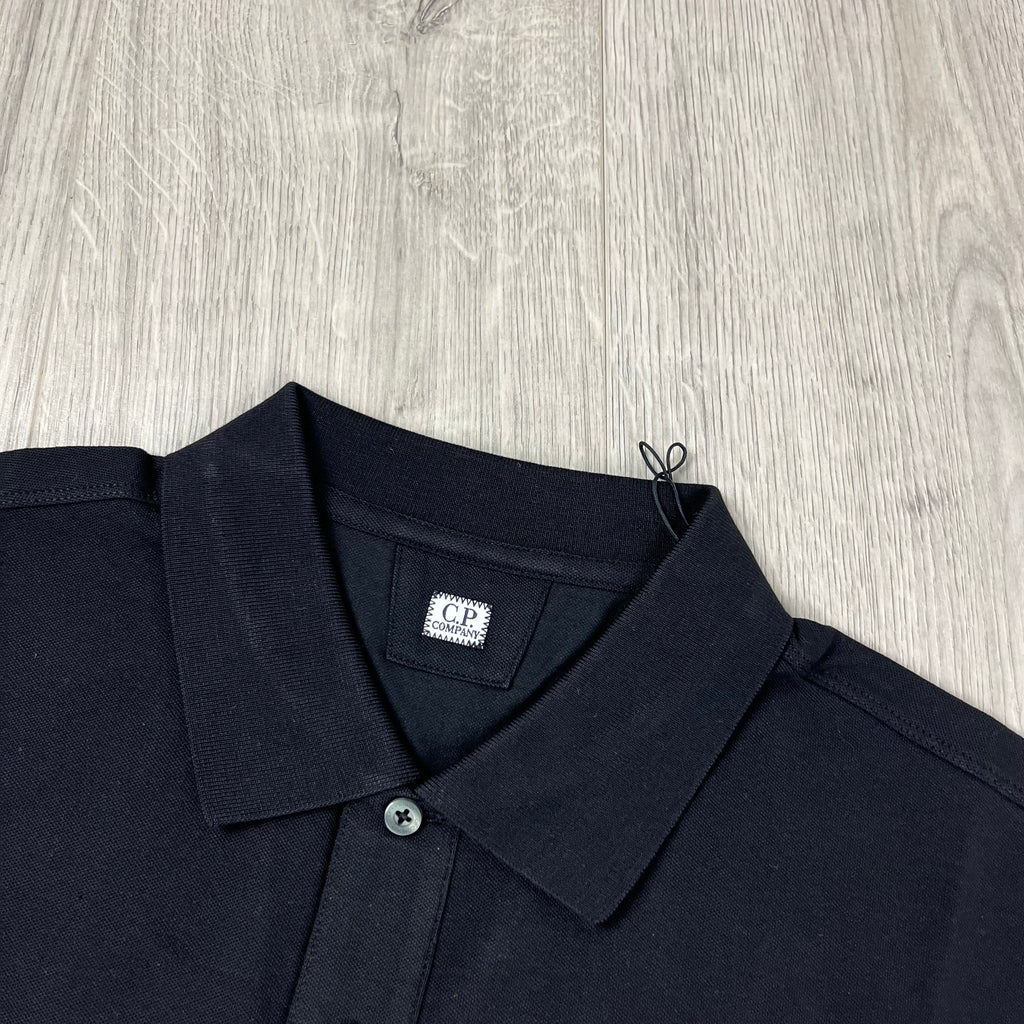 CP Company Piquet Polo Shirt - Black Ironleague
