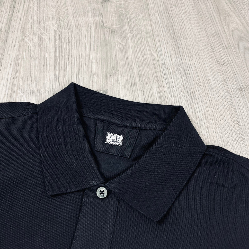CP Company Piquet Polo Shirt - Black Ironleague