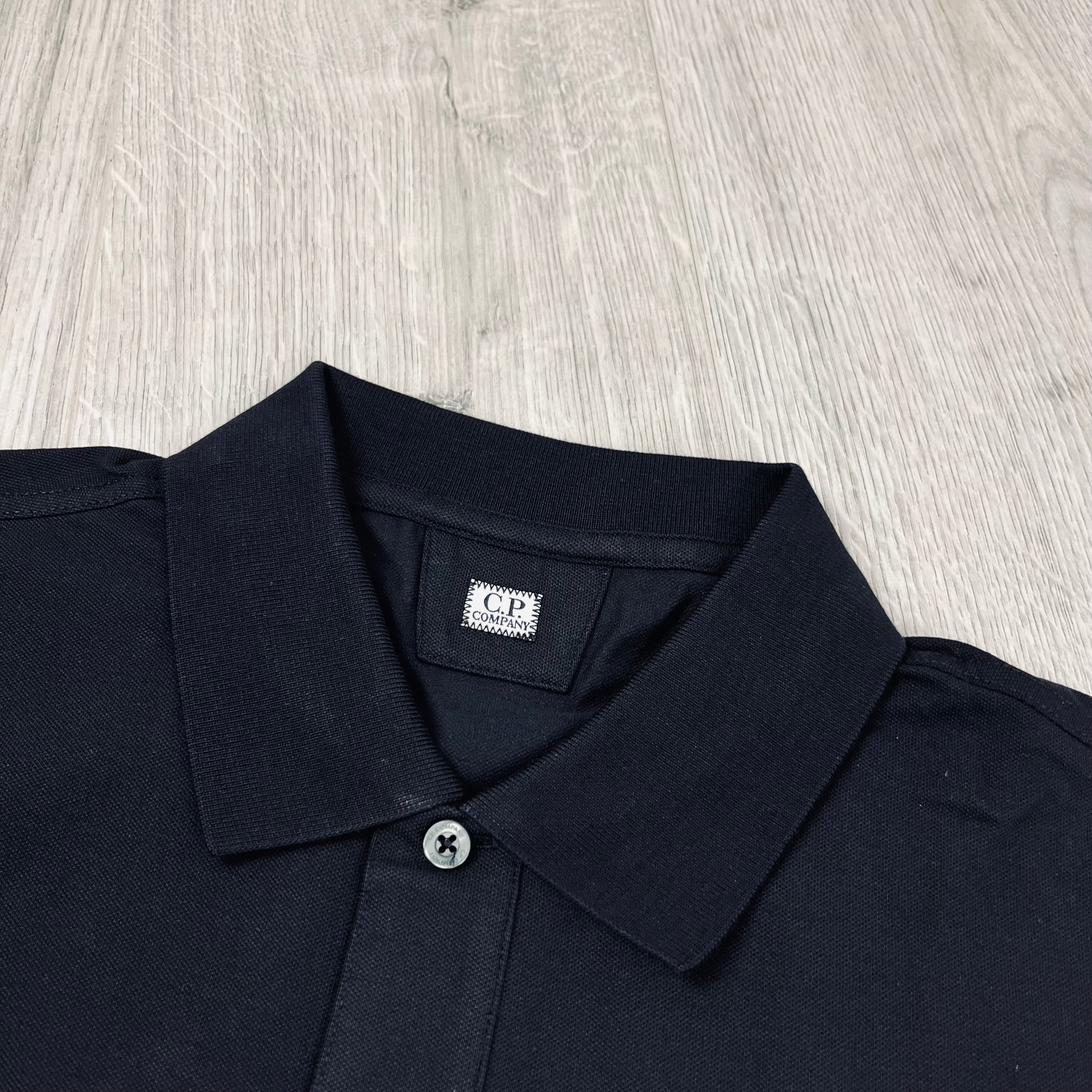 CP Company Piquet Polo Shirt - Black Ironleague