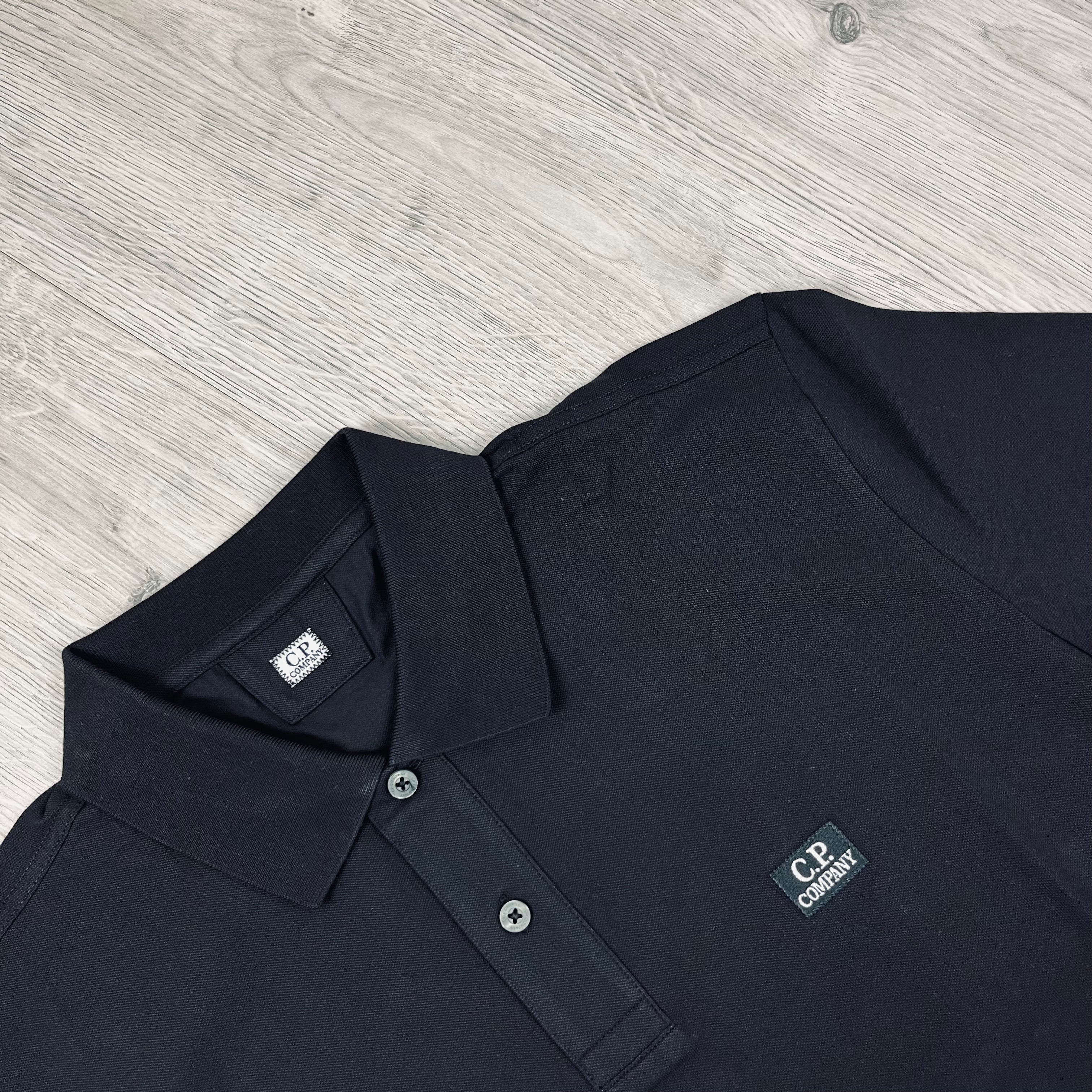 CP Company Piquet Polo Shirt - Black Ironleague