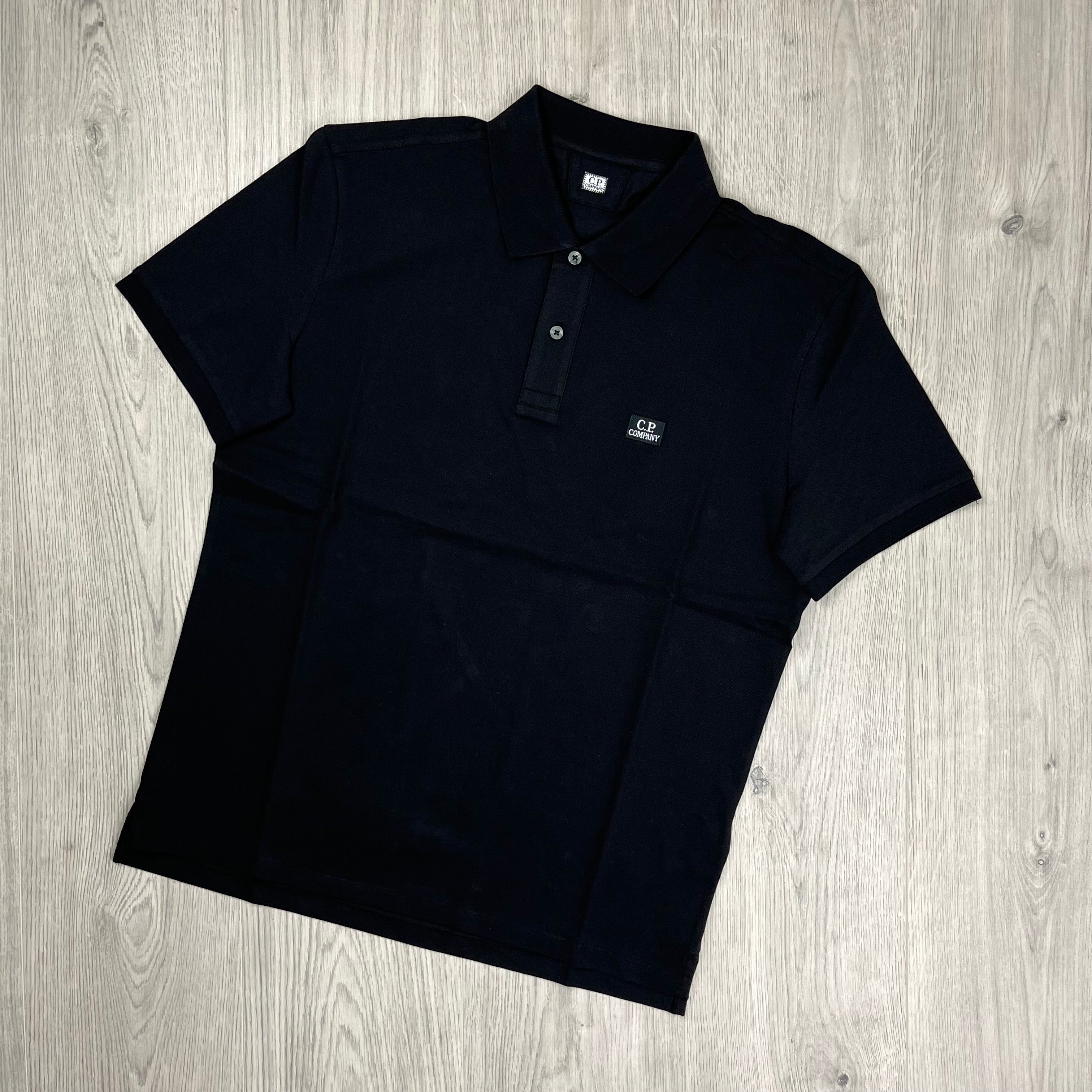 CP Company Piquet Polo Shirt - Black Ironleague