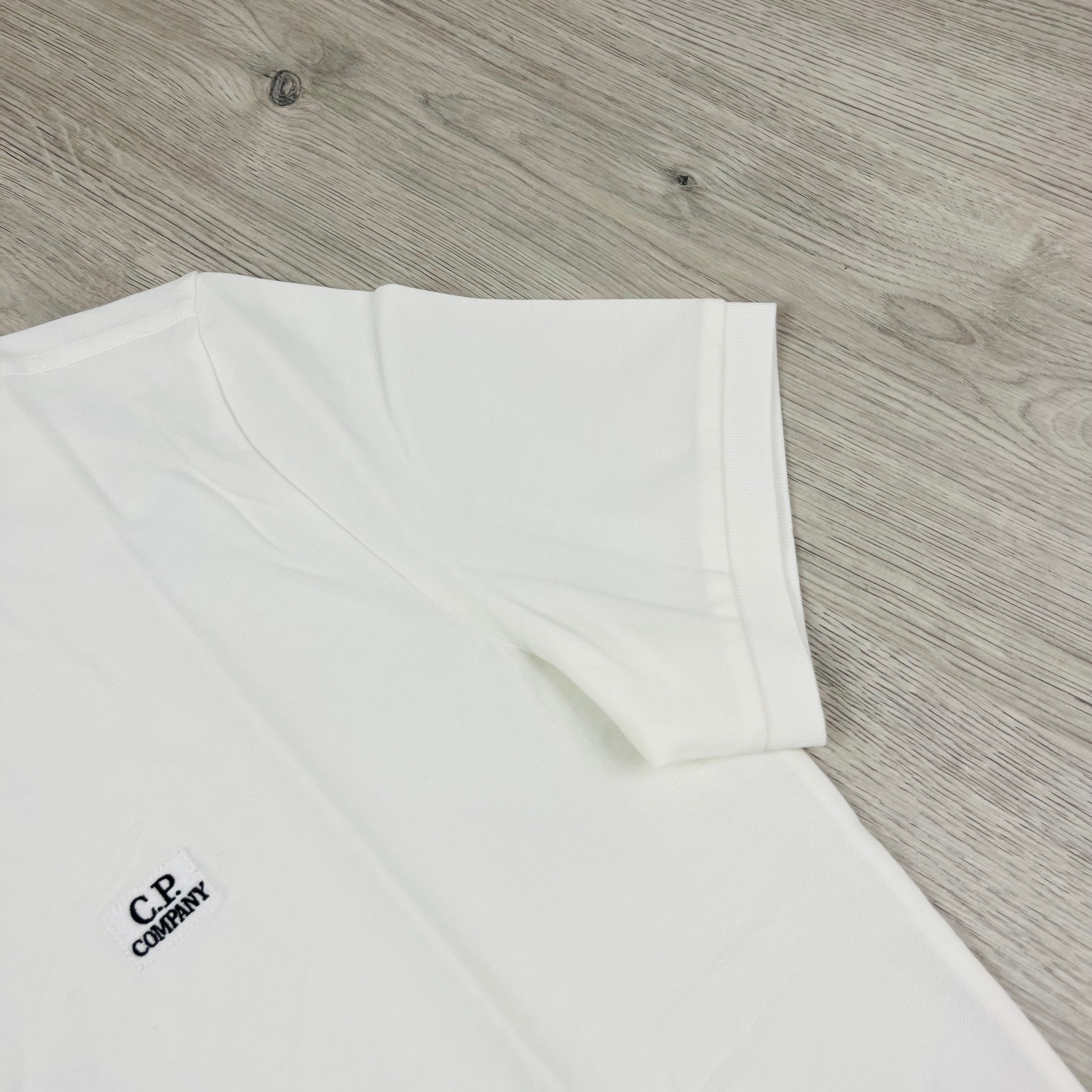 CP Company Piquet Polo Shirt - White Ironleague
