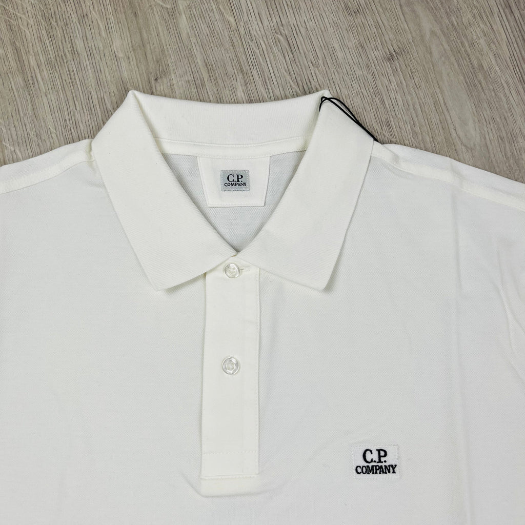 CP Company Piquet Polo Shirt - White Ironleague