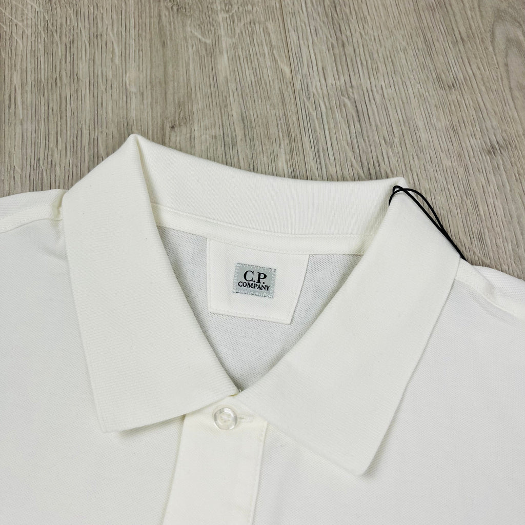 CP Company Piquet Polo Shirt - White Ironleague
