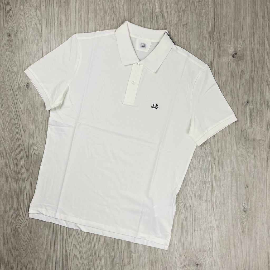CP Company Piquet Polo Shirt - White Ironleague