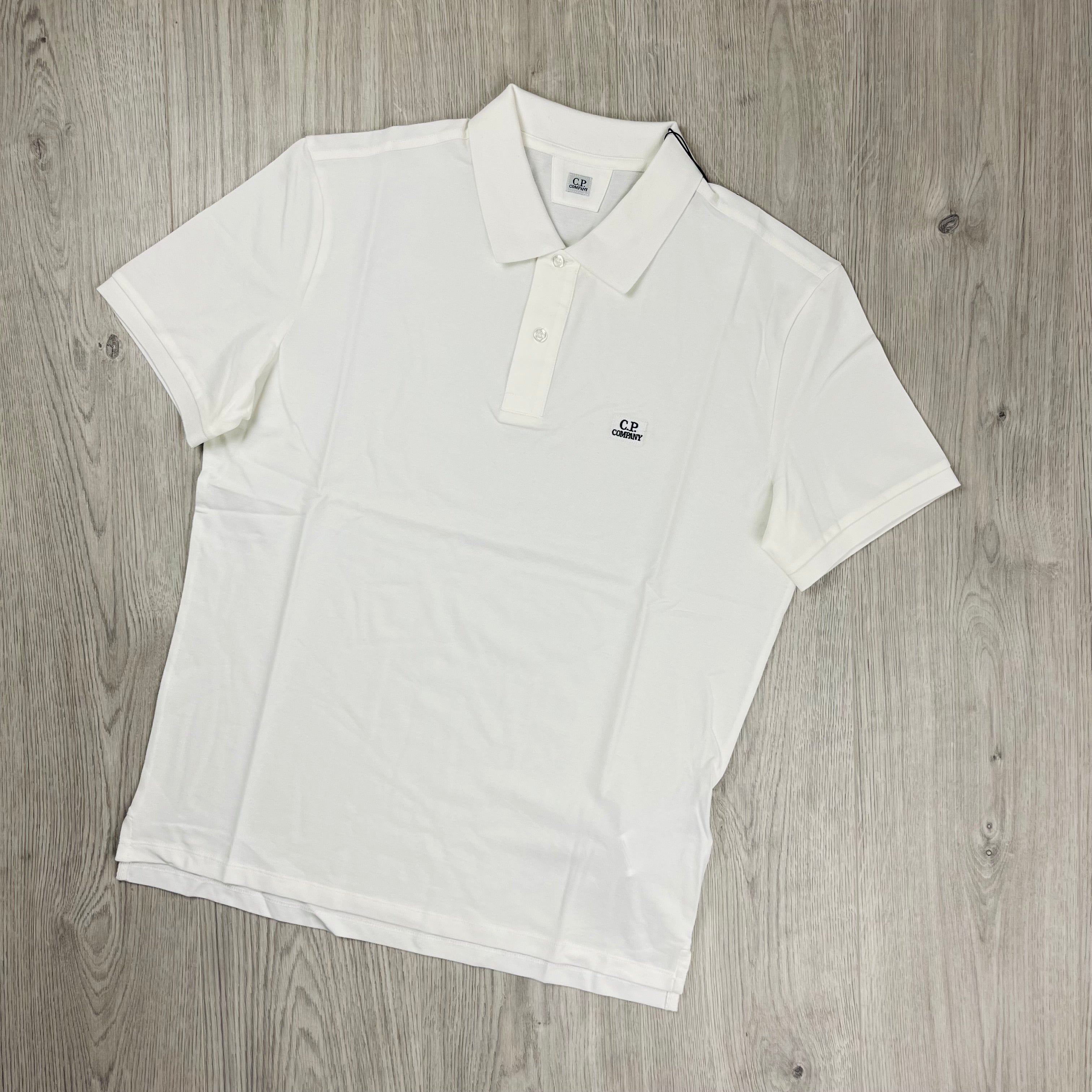 CP Company Piquet Polo Shirt - White Ironleague