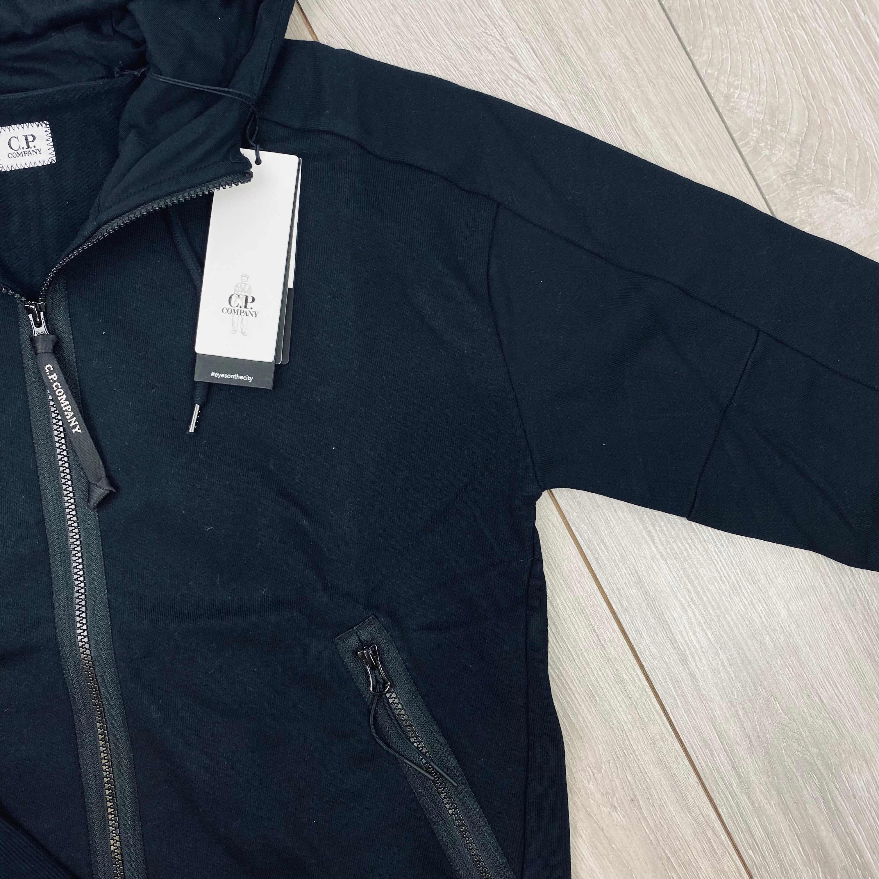 CP Company Raised Fleece Goggle Hoodie - Black Ironleague