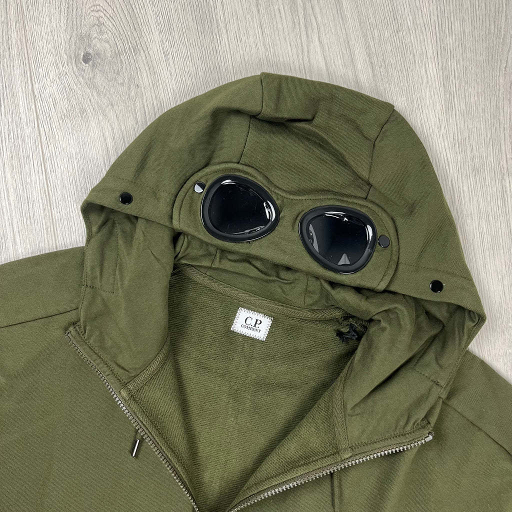 CP Company Raised Fleece Goggle Hoodie - Ivy Green Ironleague