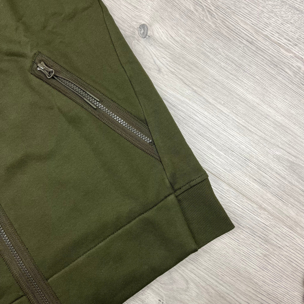 CP Company Raised Fleece Goggle Hoodie - Ivy Green Ironleague