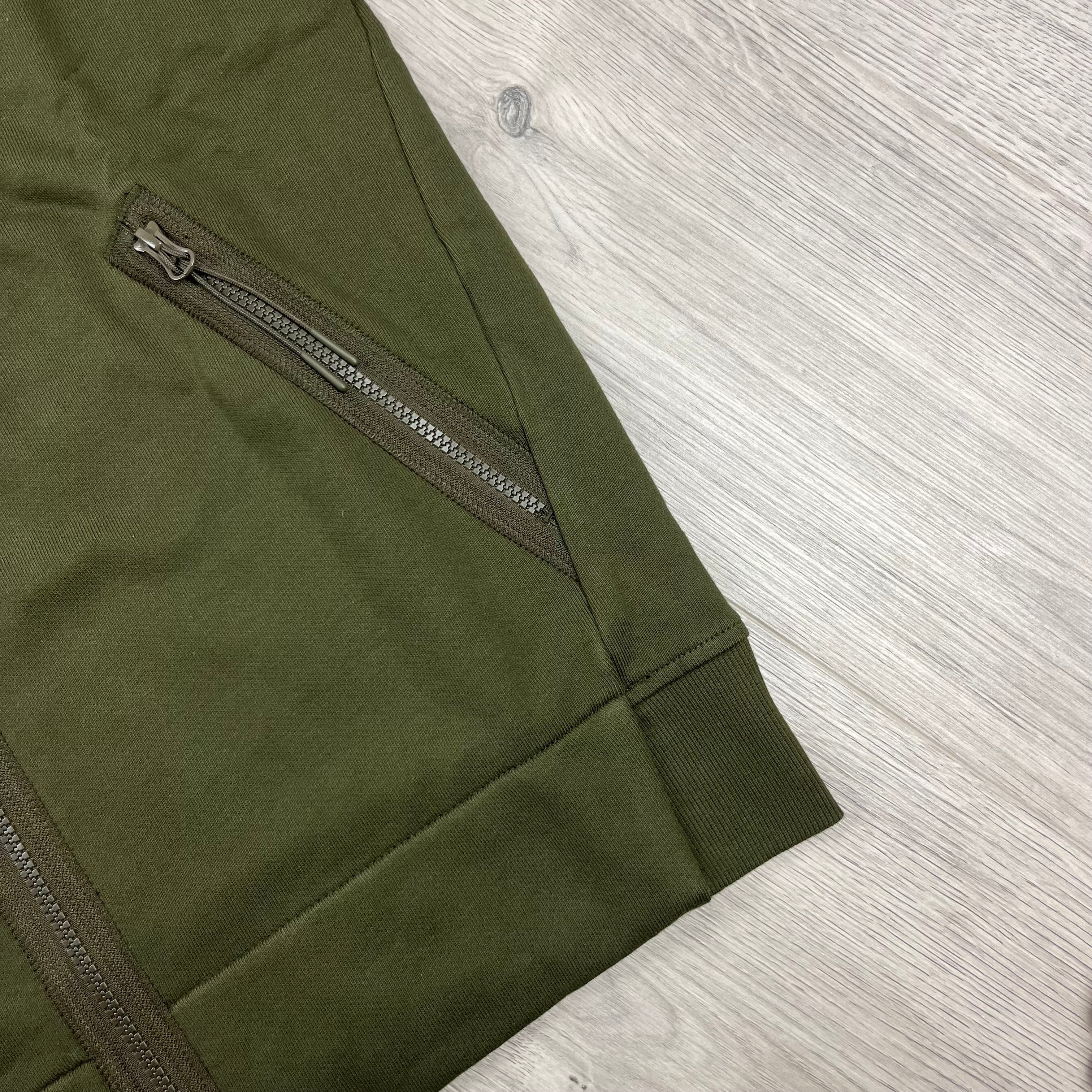 CP Company Raised Fleece Goggle Hoodie - Ivy Green Ironleague
