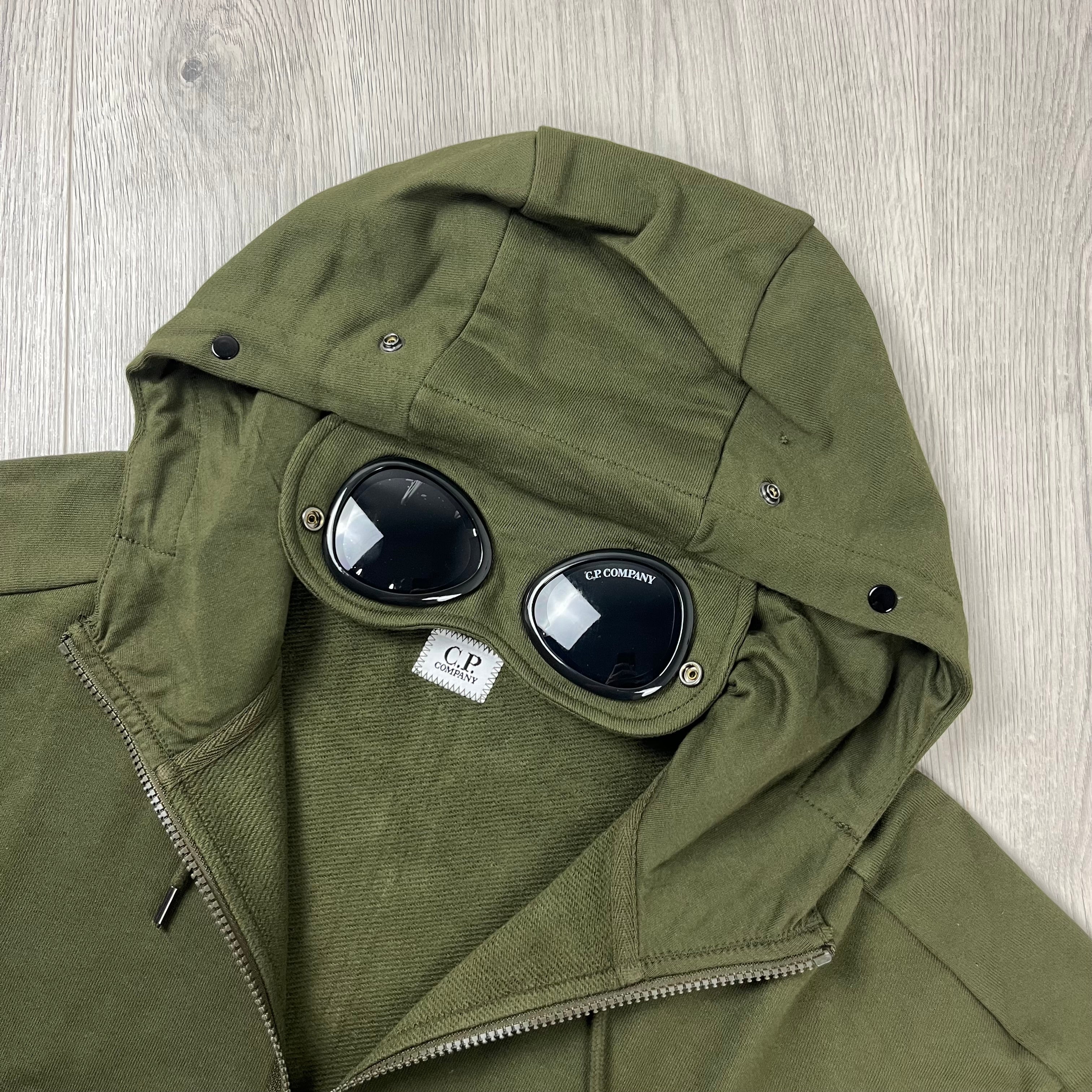 CP Company Raised Fleece Goggle Hoodie - Ivy Green Ironleague