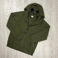 CP Company Raised Fleece Goggle Hoodie - Ivy Green Ironleague