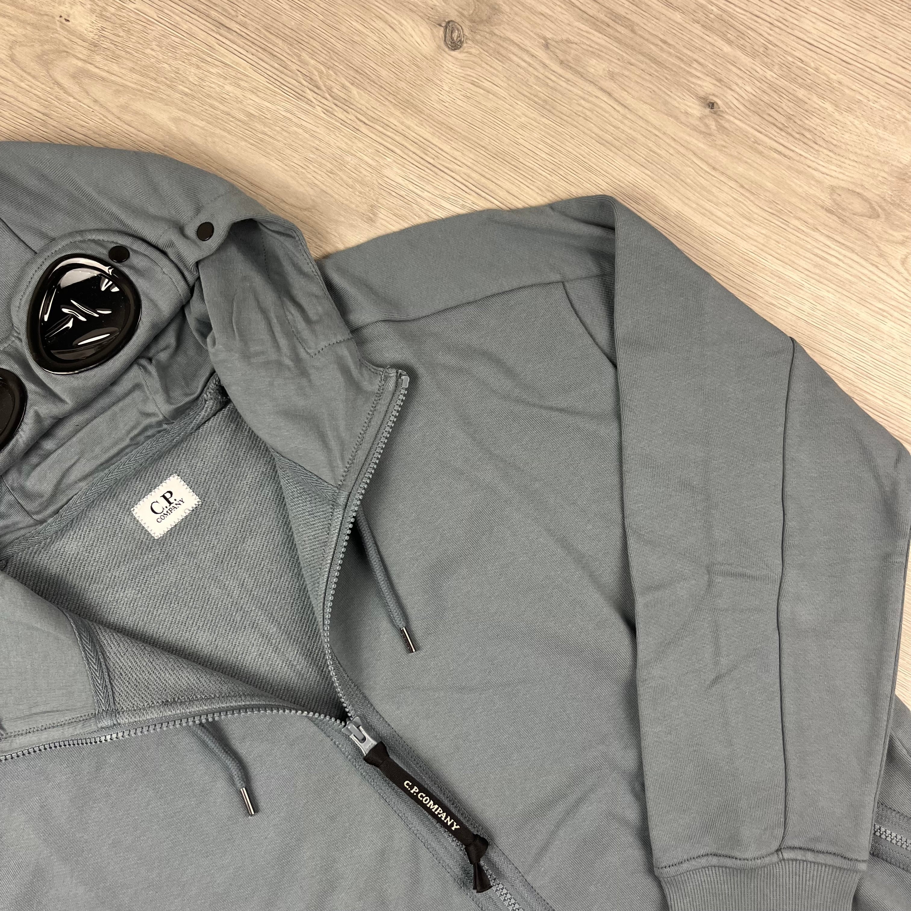 CP Company Raised Fleece Goggle Hoodie - Stormy Ironleague