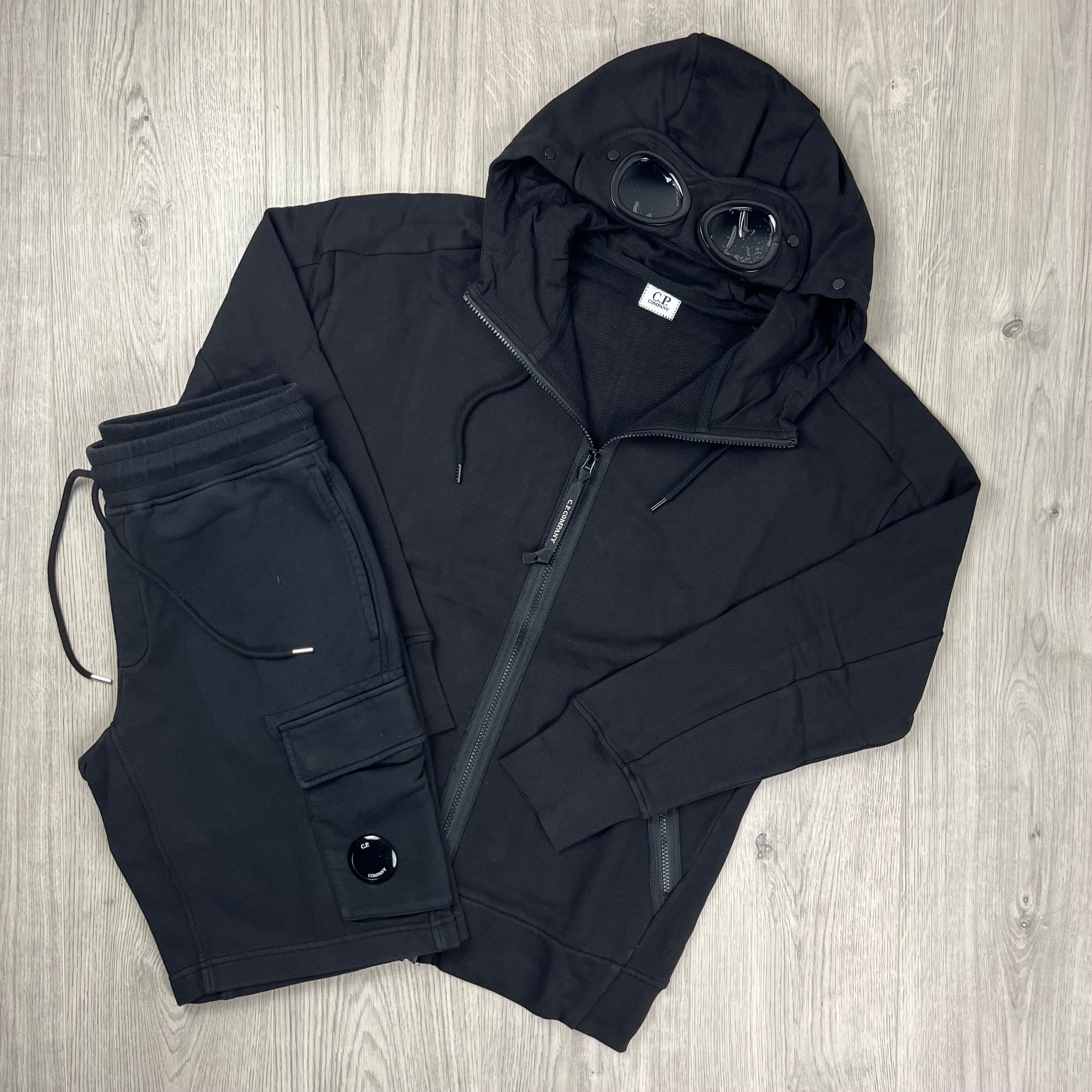 CP Company Raised Fleece Tracksuit - Black Ironleague