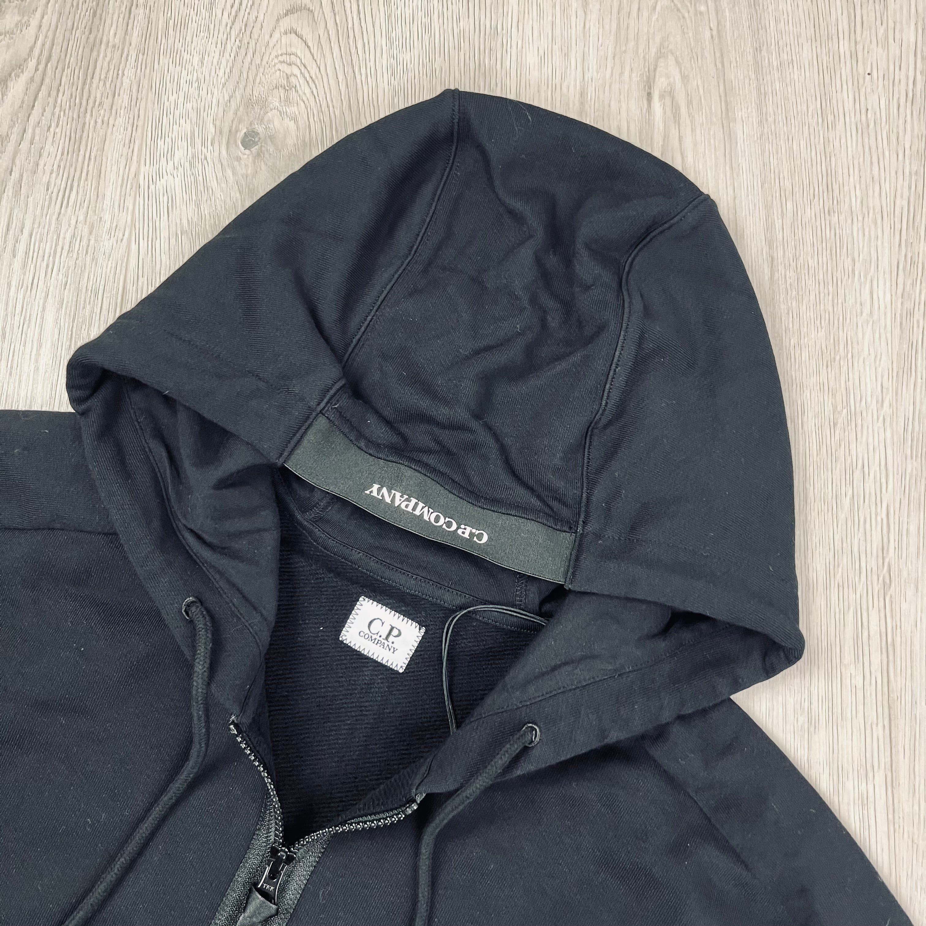 CP Company Raised Fleece Zip Hoodie - Black Ironleague