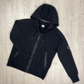 CP Company Raised Fleece Zip Hoodie - Black Ironleague