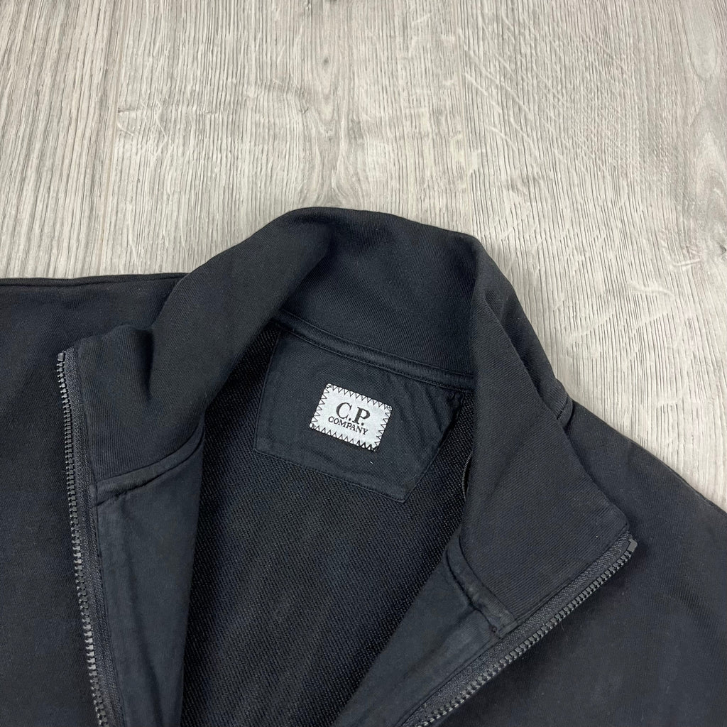 CP Company Raised Fleece Zip Sweatshirt - Black Ironleague
