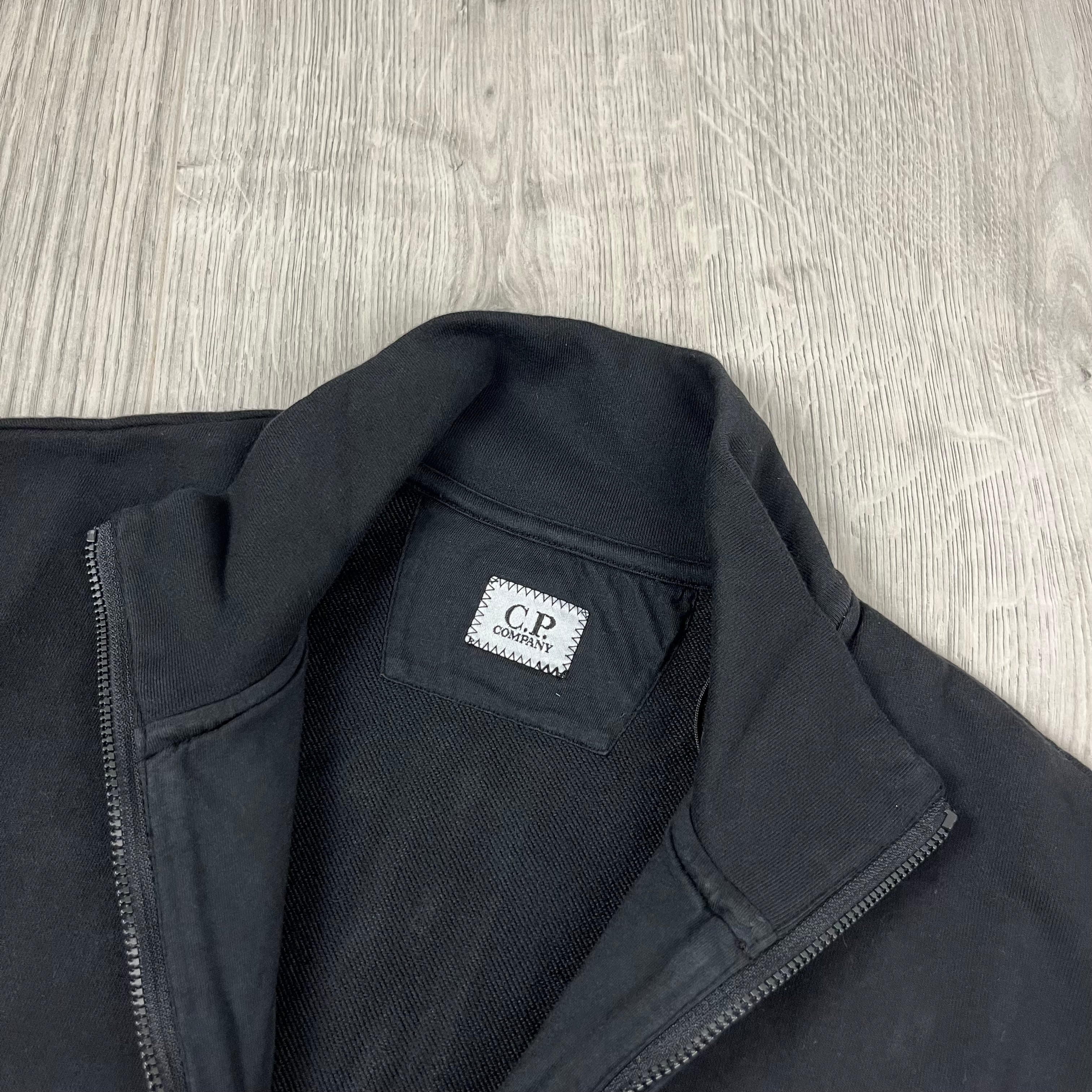 CP Company Raised Fleece Zip Sweatshirt - Black Ironleague