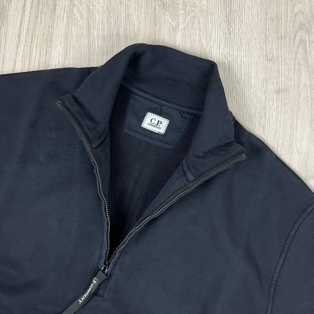 CP Company Raised Fleece Zip Sweatshirt - Navy Ironleague