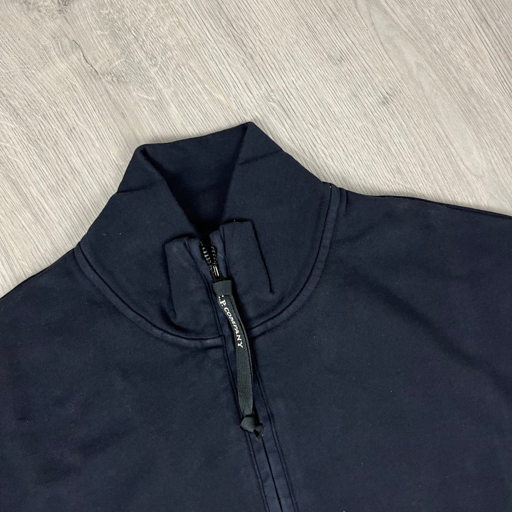 CP Company Raised Fleece Zip Sweatshirt - Navy Ironleague