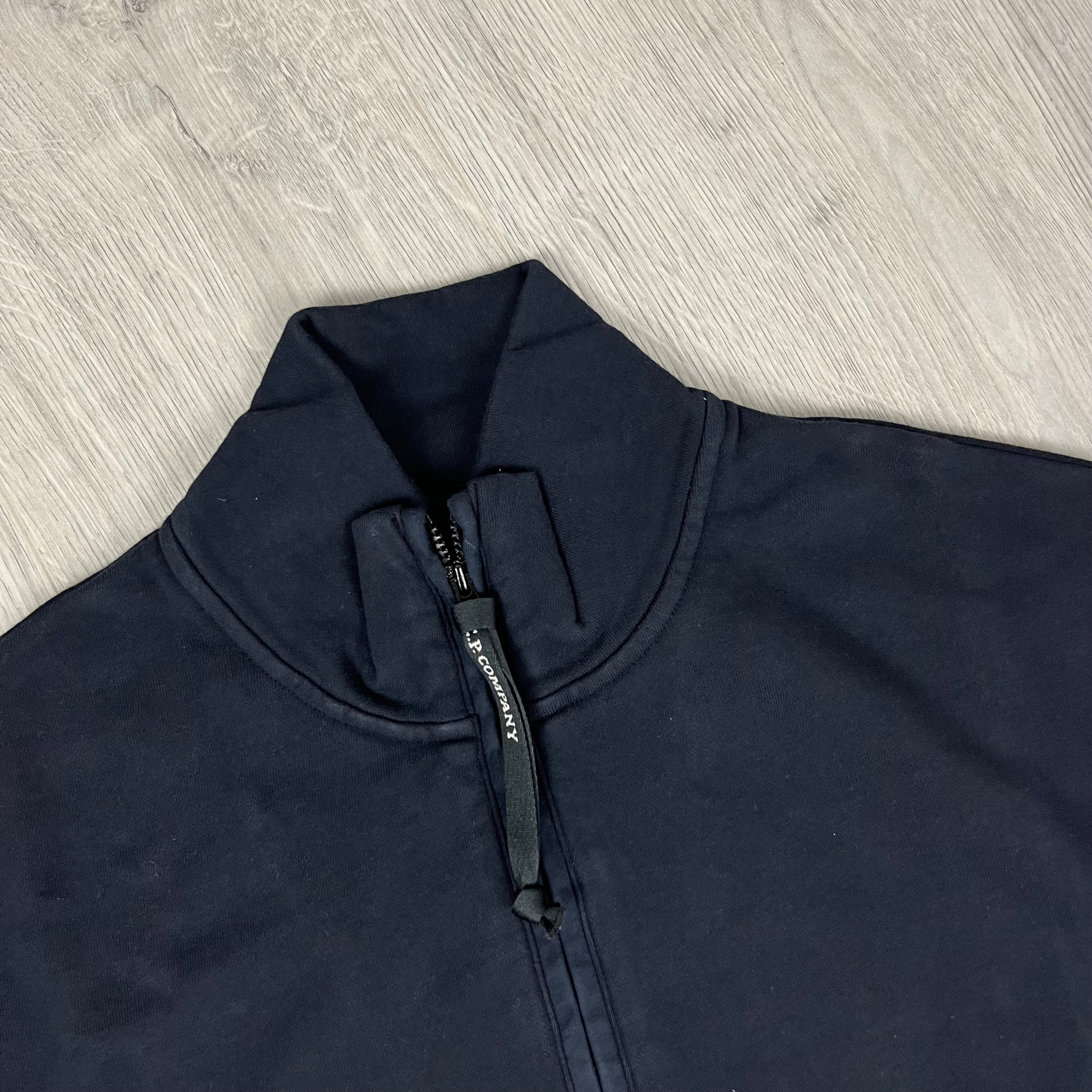 CP Company Raised Fleece Zip Sweatshirt - Navy Ironleague